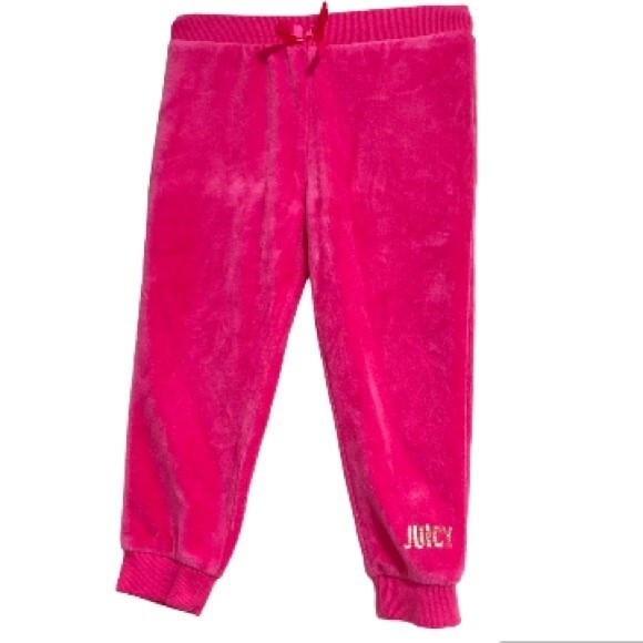 JUICY COUTURE Hot Pink Velvet Track Jogger Pants Toddler Girls 24 months - Picture 1 of 11